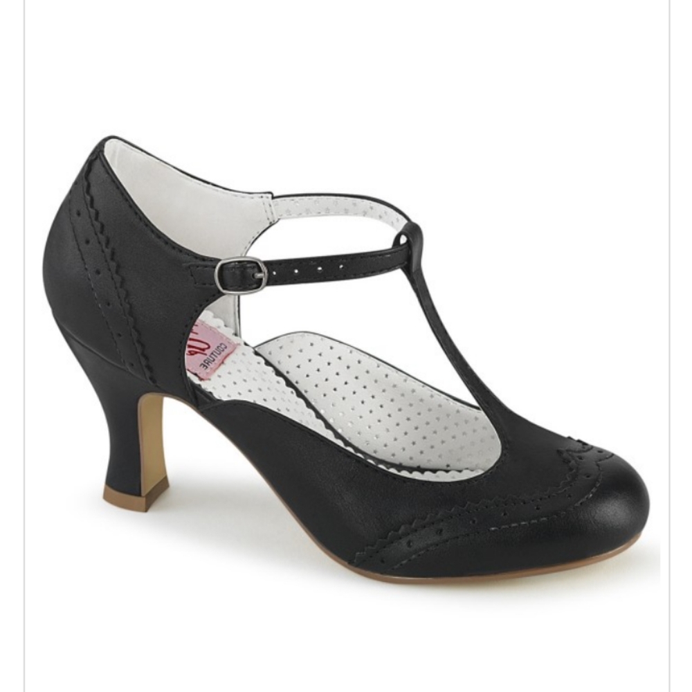 Pleaser Pin UP Couture- Kitten Heel Round Toe T-Strap Pump FLAPPER/26